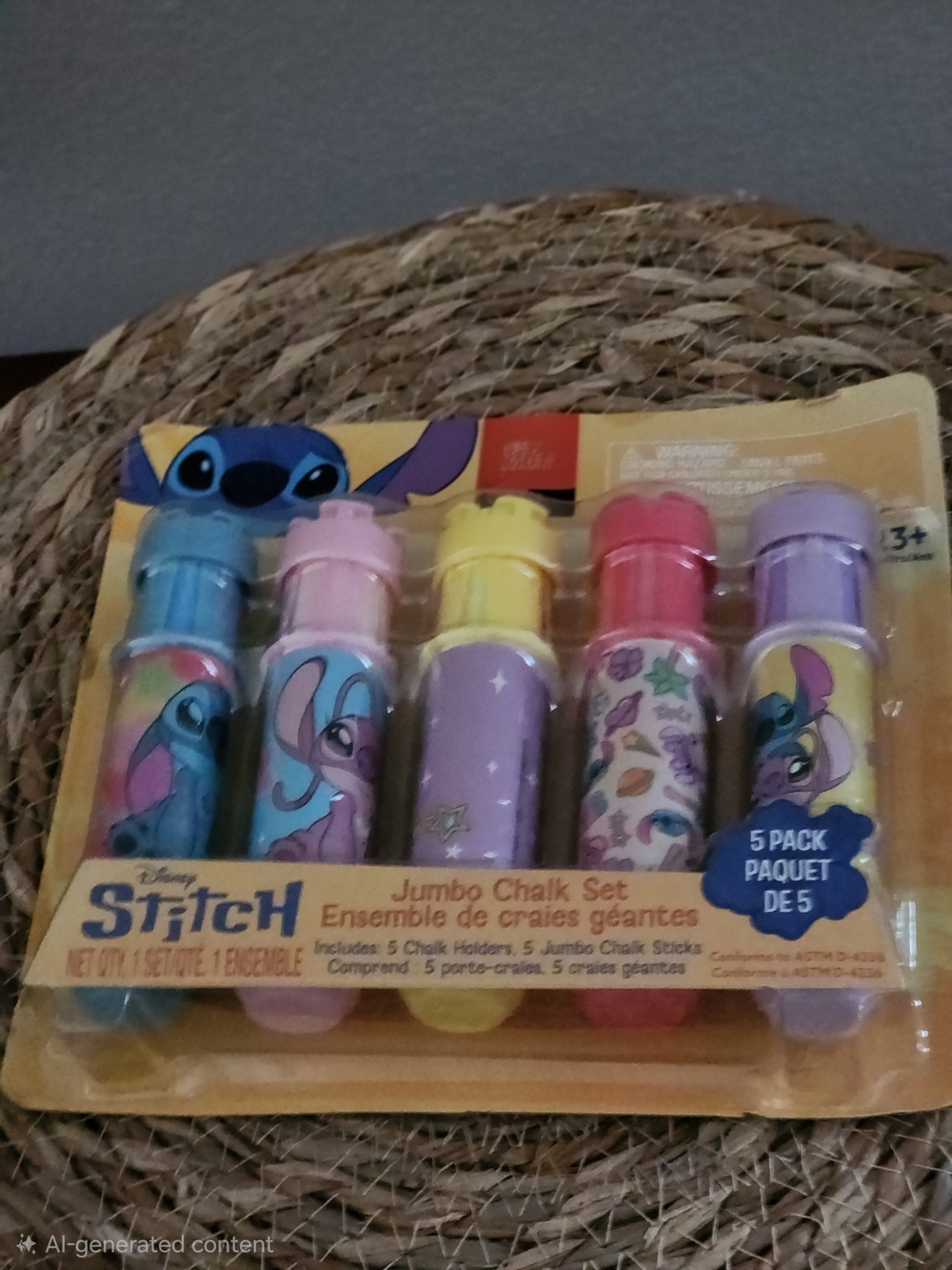 Disney Stitch Jumbo Chalk Set – Blue, Pink, Yellow, Red, Purple Holders - Picture 4 of 5
